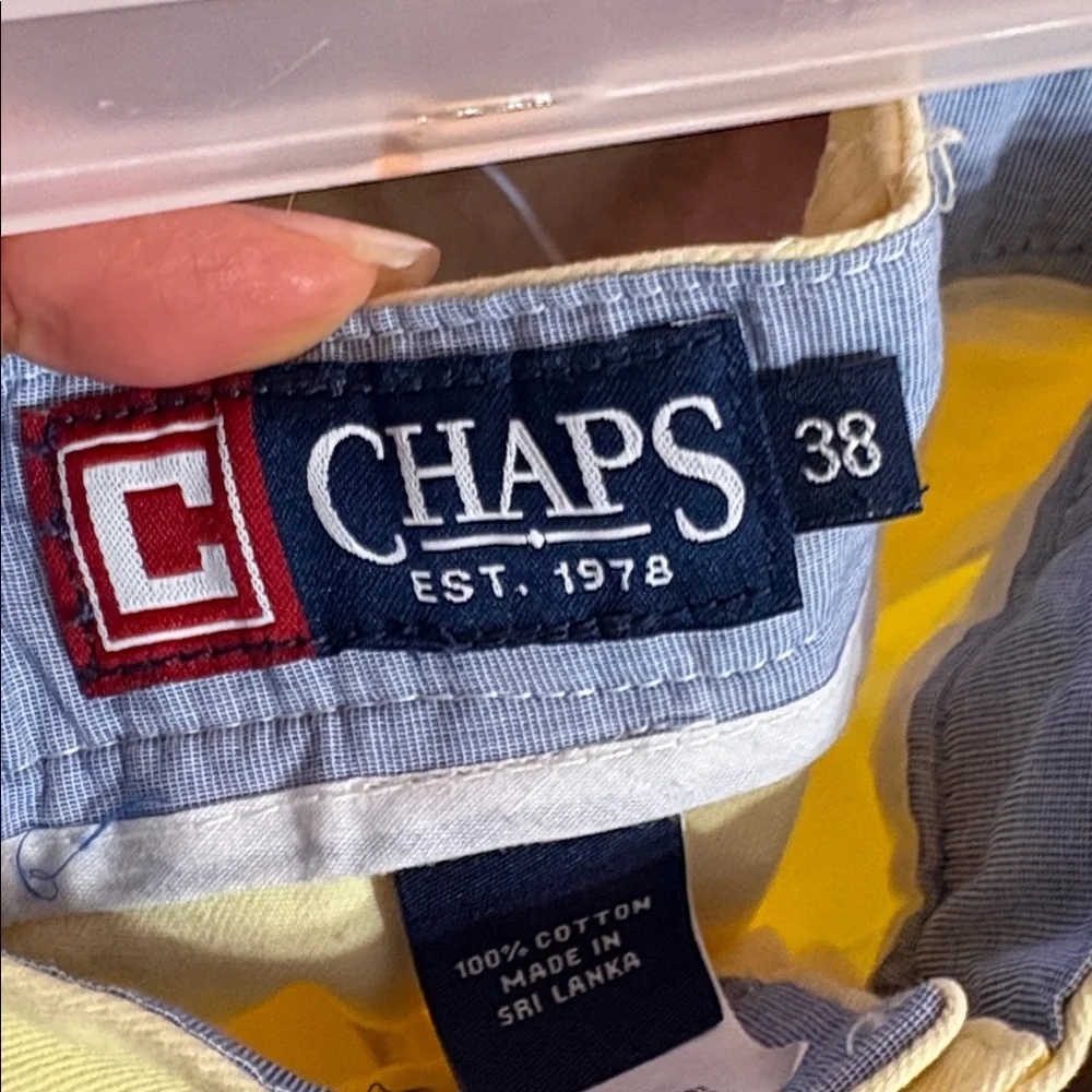 Chaps Light Yellow Flat Front Shorts